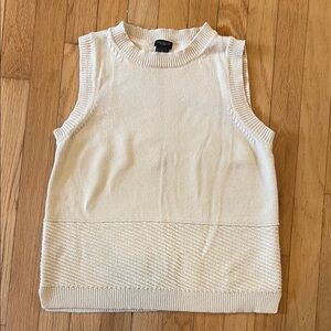 Ann Taylor Cream Sleeveless Knit Top, size small